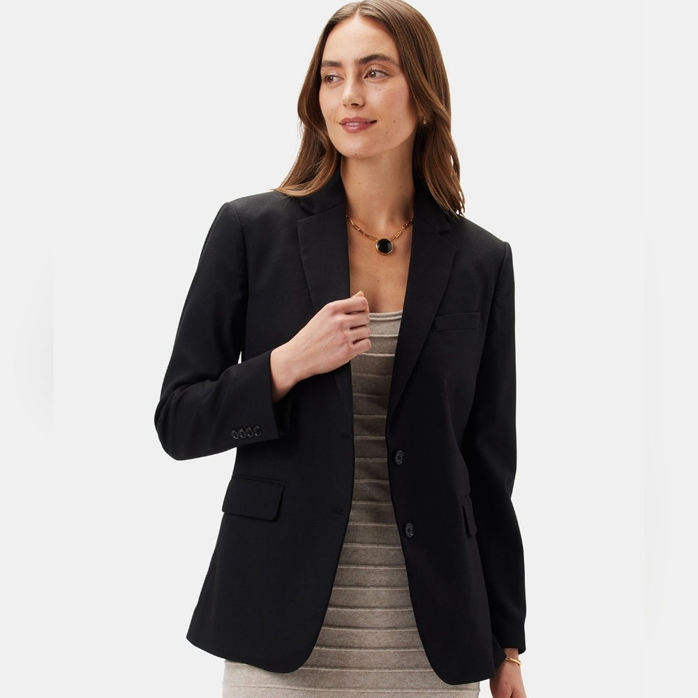 NWT Amour Vert Tobie Linen Blend Black Blazer